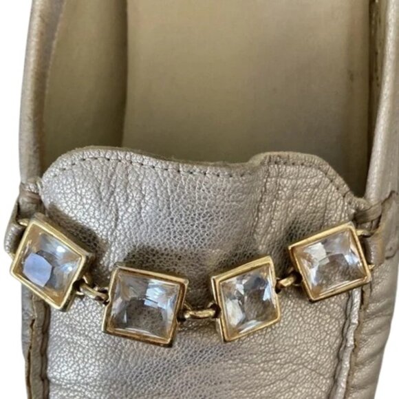 Stuart Weitzman gold/cream leather moccasin mules size 6.5 - Picture 5 of 16